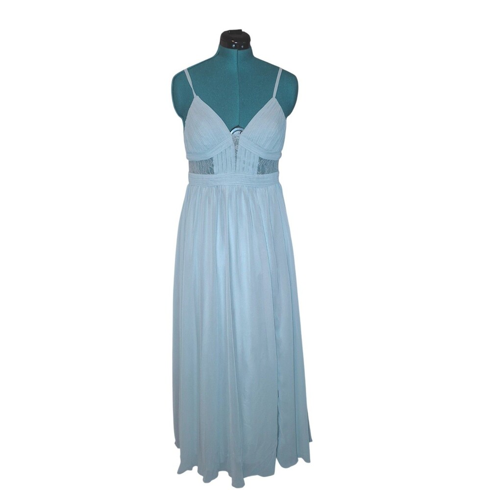 Azazie Women's Lace & Chiffon Bridesmaid Dress Dusty Blue  Size CSee Description
